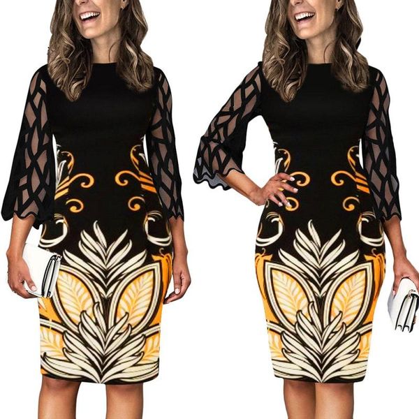 casual dresses fashion autumn women elegant o neck 3/4 sleeve knee-length print stitching slim party dress, Black;gray
casual dresses fashion autumn women elegant o neck 3/4 sleeve knee-length print stitching slim party dress, Black;gray