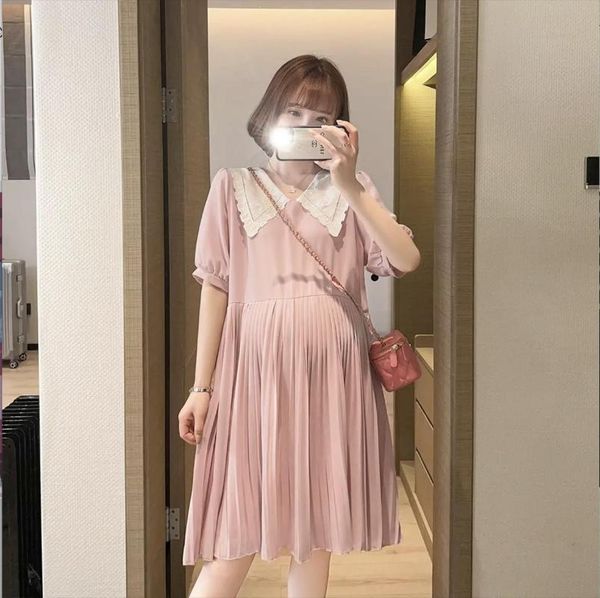 maternity summer dress short sleeve turn-down collar high waist pregnancy pleated plus size pregnant women loose dresses, White
maternity summer dress short sleeve turn-down collar high waist pregnancy pleated plus size pregnant women loose dresses, White