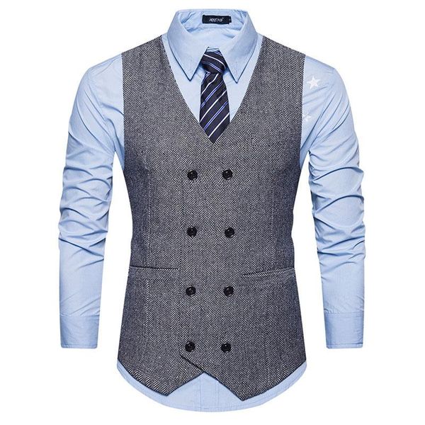 men's vests mens vintage retro wool tweed vest 2021 brand double breasted male waistcoat men formal business wedding gilet, Black;white
men's vests mens vintage retro wool tweed vest 2021 brand double breasted male waistcoat men formal business wedding gilet, Black;white