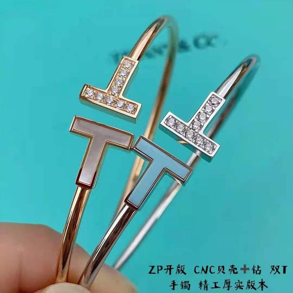bangles bracelet high version cnc open double t bracele women's serling silver plaed 18k rose gold inlaid diamond friillaria bracele, Black
bangles bracelet high version cnc open double t bracele women's serling silver plaed 18k rose gold inlaid diamond friillaria bracele, Black