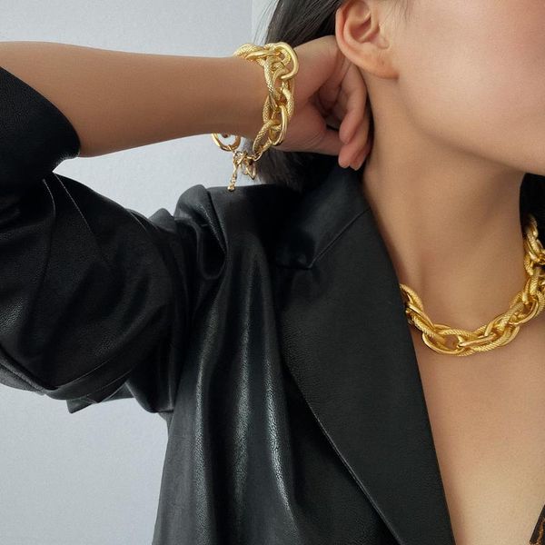 chains accessories hip-hop punk style exaggerated necklace women street trendy threaded chain bracelet, Silver
chains accessories hip-hop punk style exaggerated necklace women street trendy threaded chain bracelet, Silver