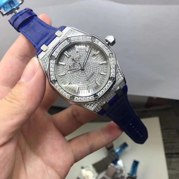 men black blue leather watch silver full iced diamonds automatic mechanical sapphire transparent watches wristwatches, Slivery;brown
men black blue leather watch silver full iced diamonds automatic mechanical sapphire transparent watches wristwatches, Slivery;brown