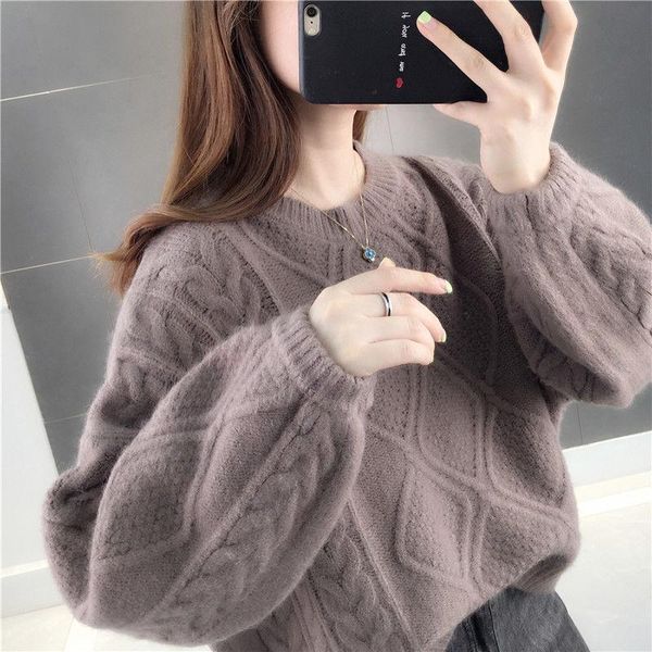 women's sweaters crewneck sweater 2021 spring and autumn loose twist lantern sleeve short knitted jacket fashion casual, White;black
women's sweaters crewneck sweater 2021 spring and autumn loose twist lantern sleeve short knitted jacket fashion casual, White;black