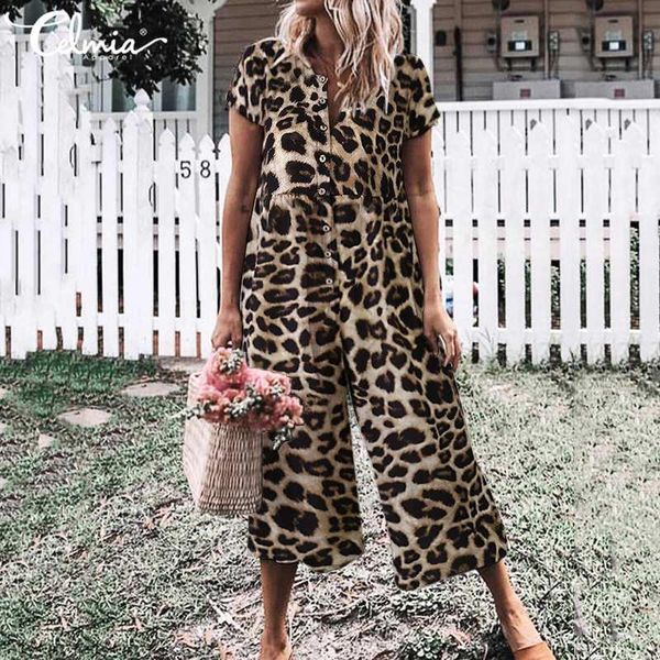women's jumpsuits & rompers celmia vintage loose summer short sleeve buttons playsuits female wide leg leopard overalls plus size, Black;white
women's jumpsuits & rompers celmia vintage loose summer short sleeve buttons playsuits female wide leg leopard overalls plus size, Black;white