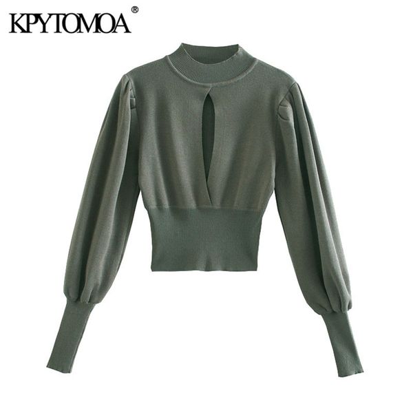 women fashion hollow out cropped knitted sweater long sleeve elastic hem female pullovers chic 210420, White;black
women fashion hollow out cropped knitted sweater long sleeve elastic hem female pullovers chic 210420, White;black