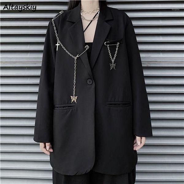 women's suits & blazers women solid black harajuku single button all-match streetwear design outwear spring notched korean style fash, White;black
women's suits & blazers women solid black harajuku single button all-match streetwear design outwear spring notched korean style fash, White;black