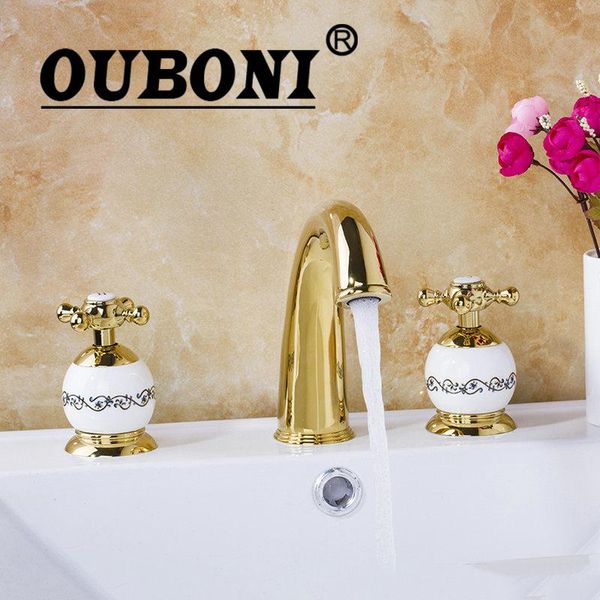 bathroom sink faucets ouboni luxury golden plated faucet 3pcs set bathtub european split basin mixer tap ceramic body cross handles
bathroom sink faucets ouboni luxury golden plated faucet 3pcs set bathtub european split basin mixer tap ceramic body cross handles