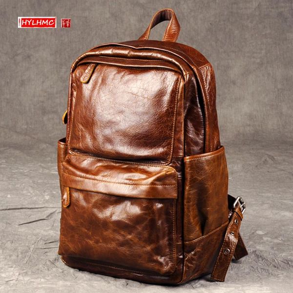 backpack genuine leather men casual lapbag male brown travel backpacks retro oil wax shoulder bags
backpack genuine leather men casual lapbag male brown travel backpacks retro oil wax shoulder bags