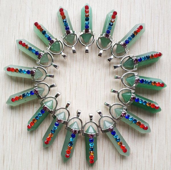 green aventurine stone 7 color chakra rhinestone reiki pillar charms pendulum pendants for necklace jewelry making, Bronze;silver
green aventurine stone 7 color chakra rhinestone reiki pillar charms pendulum pendants for necklace jewelry making, Bronze;silver