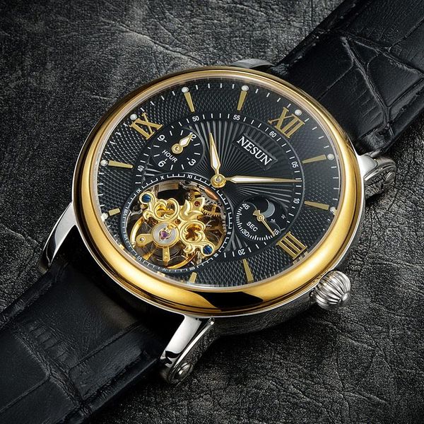 wristwatches nesun watch business leather waterproof moon phase large dial men's fashion hollow automatic mechanical, Slivery;brown
wristwatches nesun watch business leather waterproof moon phase large dial men's fashion hollow automatic mechanical, Slivery;brown