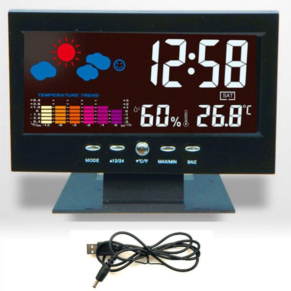 digital table clock alarm loud snooze calendar weather color display humiture voice-controlled desk & clocks
digital table clock alarm loud snooze calendar weather color display humiture voice-controlled desk & clocks