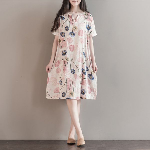 dresses 2021 printed cotton v-neck loose casual short sleeve summer women's new art dress, Black;gray
dresses 2021 printed cotton v-neck loose casual short sleeve summer women's new art dress, Black;gray