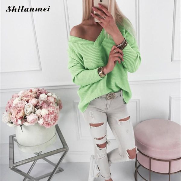 women's sweaters 2021 autumn jumper women knitted pullover v neck solid long sleeve causal sweater pull femme fashion, White;black
women's sweaters 2021 autumn jumper women knitted pullover v neck solid long sleeve causal sweater pull femme fashion, White;black