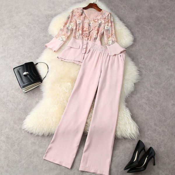 pant set woman 2021 spring summer ruffled v-neck flare sleeves print patchwork + high waist draped wide-leg trousers women's two piece, White
pant set woman 2021 spring summer ruffled v-neck flare sleeves print patchwork + high waist draped wide-leg trousers women's two piece, White