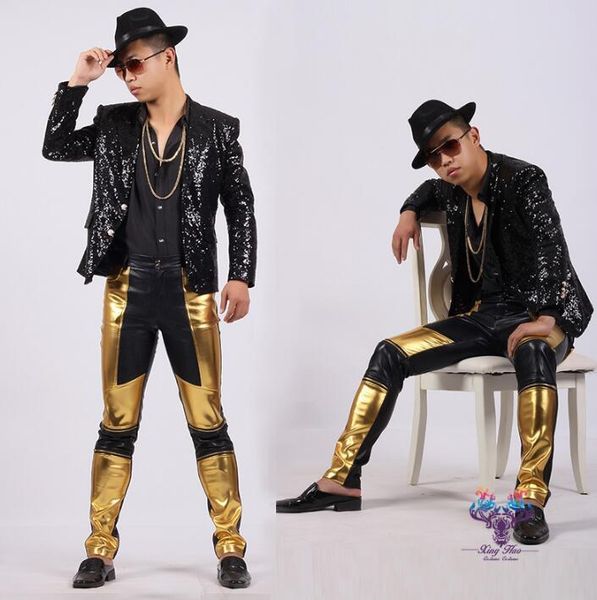 men suits designs masculino terno stage costumes for singers pu leather blazer dance clothes jacket style dress punk rock men's & blaze, White;black
men suits designs masculino terno stage costumes for singers pu leather blazer dance clothes jacket style dress punk rock men's & blaze, White;black