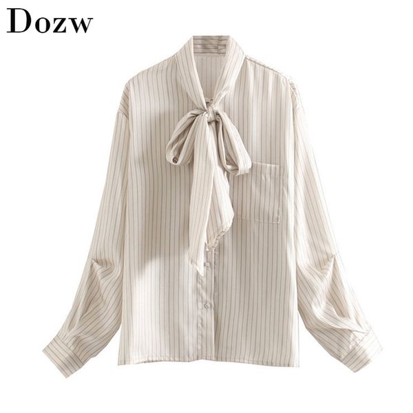 fashion women bow tie collar striped blouse pockets pleated chic shirt female long sleeve plus size office lady blusa mujer 210515, White
fashion women bow tie collar striped blouse pockets pleated chic shirt female long sleeve plus size office lady blusa mujer 210515, White