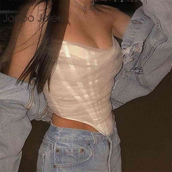 women summer street mesh sleeveless strapless corset crop backless solid irregular zipper party club 210416, White
women summer street mesh sleeveless strapless corset crop backless solid irregular zipper party club 210416, White