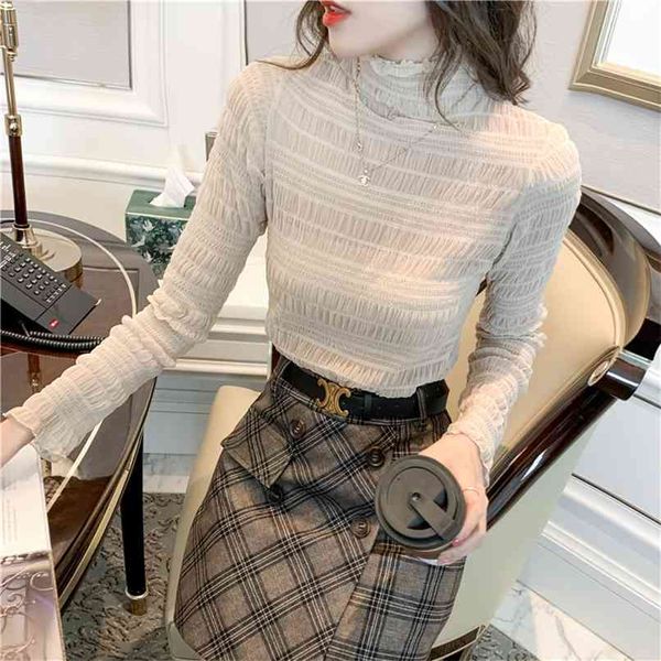 fashion women's chiffon shirt autumn and winter lace mesh high-neck base temperament 210520, White
fashion women's chiffon shirt autumn and winter lace mesh high-neck base temperament 210520, White