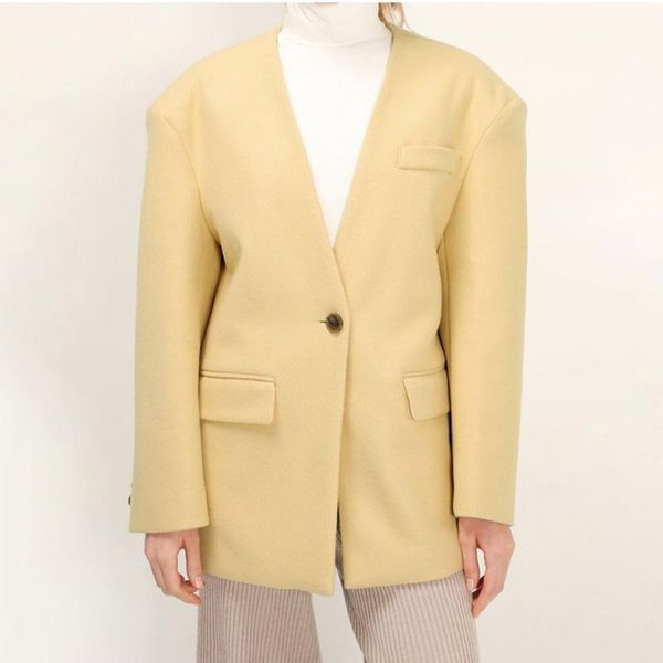 women's suits & blazers agong deep v neck solid women fashion single button pockets jackets elegant casual loose female ladies, White;black
women's suits & blazers agong deep v neck solid women fashion single button pockets jackets elegant casual loose female ladies, White;black
