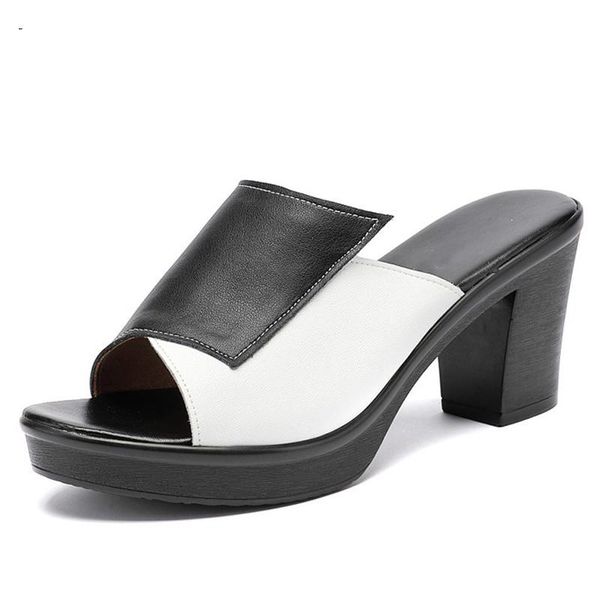 women's slippers 2021 ladies summer genuine leather slides square shoes high heels platform patchwork sewing fashion, Black
women's slippers 2021 ladies summer genuine leather slides square shoes high heels platform patchwork sewing fashion, Black