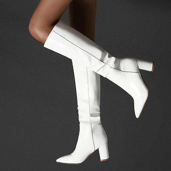 boots red black white patent leather women fashion slip on pleated knee high low heel pointed toe autumn winter lady shoes
boots red black white patent leather women fashion slip on pleated knee high low heel pointed toe autumn winter lady shoes