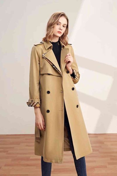 dust coat 2021 autumn and winter windbreaker british style high sense leisure temperament plaid medium long b family, Tan;black
dust coat 2021 autumn and winter windbreaker british style high sense leisure temperament plaid medium long b family, Tan;black