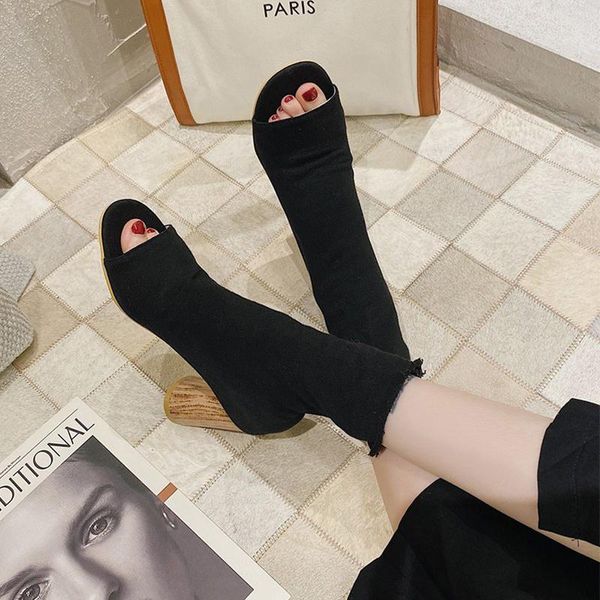 boots for women drop autumn peep toe sock high heels shoes fashion slip on knitting stretch ankle, Black
boots for women drop autumn peep toe sock high heels shoes fashion slip on knitting stretch ankle, Black