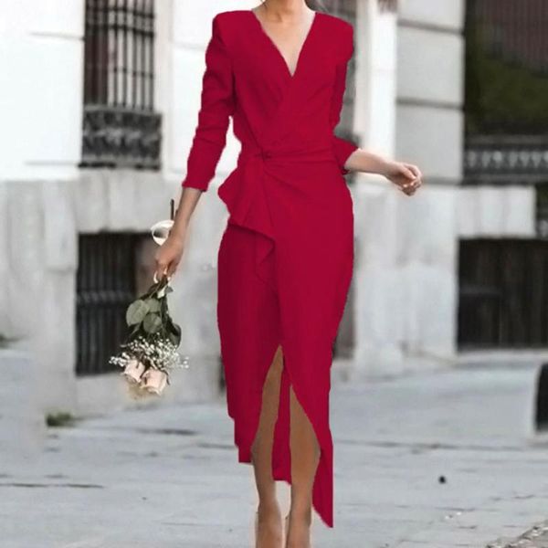 casual dresses women dress v neck high waist front twist drape formal solid color wrap split midi ladies fashion slim autumn, Black;gray
casual dresses women dress v neck high waist front twist drape formal solid color wrap split midi ladies fashion slim autumn, Black;gray