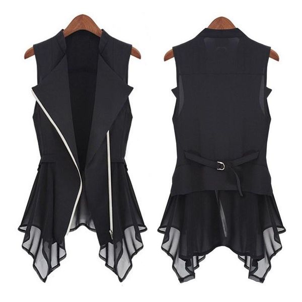 women's vests women chiffon vest jacket casual suit sleeveless coat office lady zipper plus size 3xl, Black;white
women's vests women chiffon vest jacket casual suit sleeveless coat office lady zipper plus size 3xl, Black;white
