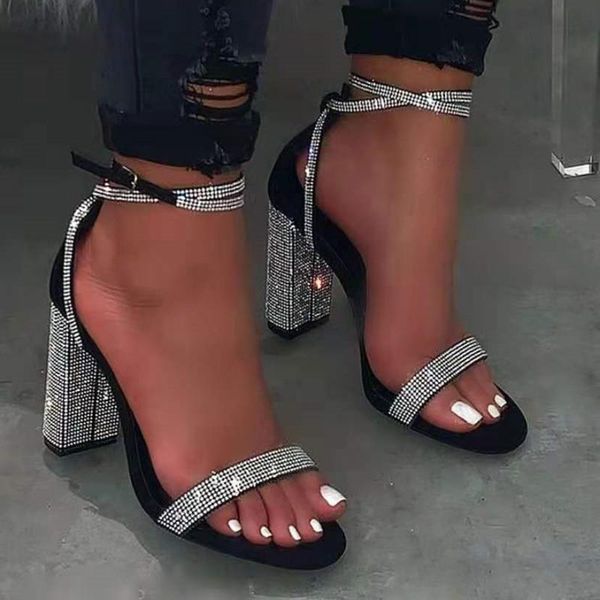 sandals women 2021 summer bling high heels bandage lace-up square ladies wedding party fashion shoes, Black
sandals women 2021 summer bling high heels bandage lace-up square ladies wedding party fashion shoes, Black
