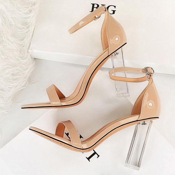 sandals summer elegant women 9.5cm block high heels transparent open toe nude clear heel lady plus size shoes, Black
sandals summer elegant women 9.5cm block high heels transparent open toe nude clear heel lady plus size shoes, Black