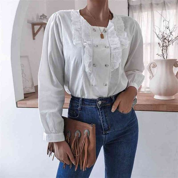 autumn winter ruffles lace double breasted shirt blouse long sleeve white shirt for womens vintage clothes women 210517
autumn winter ruffles lace double breasted shirt blouse long sleeve white shirt for womens vintage clothes women 210517