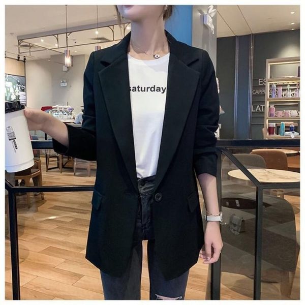 men's suits & blazers women's long black spring and autumn loose korean sleeve student casual small suit coat, White;black
men's suits & blazers women's long black spring and autumn loose korean sleeve student casual small suit coat, White;black