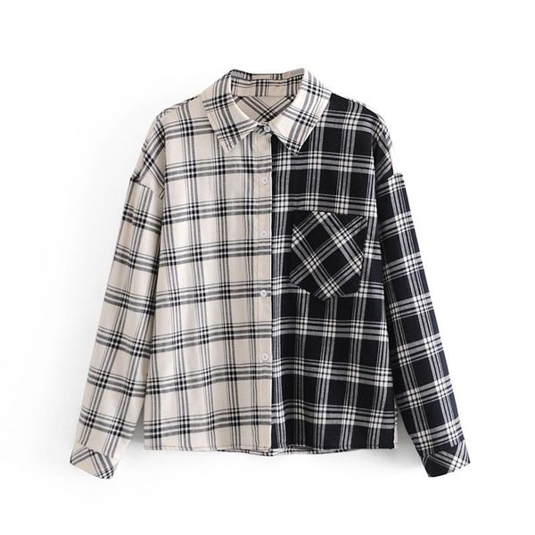 women's blouses & shirts baldauren women 2021 fashion black and white plaid stitching blouse retro long-sleeved button blusas streetwea
women's blouses & shirts baldauren women 2021 fashion black and white plaid stitching blouse retro long-sleeved button blusas streetwea