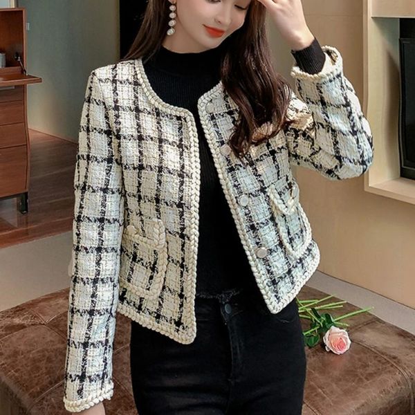 women's jackets women plaid tweed jacket coat 2021 autumn winter single breasted woolen blends female fashion vintage outerwear, Black;brown
women's jackets women plaid tweed jacket coat 2021 autumn winter single breasted woolen blends female fashion vintage outerwear, Black;brown