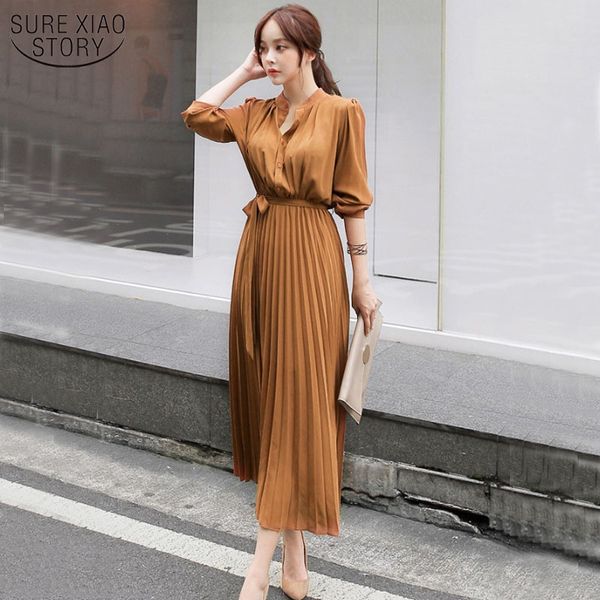 women pleated dresses single breasted chiffon full sleeve slim waist a-line casual female long vestidos 12377 210508, Black;gray
women pleated dresses single breasted chiffon full sleeve slim waist a-line casual female long vestidos 12377 210508, Black;gray