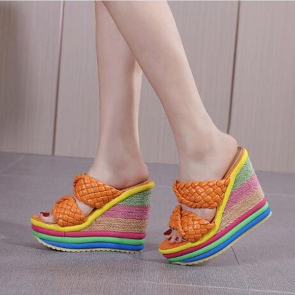 slippers 33-43 ladies large size 2021 wedge heel rainbow outer wear high women sandals fashion, Black
slippers 33-43 ladies large size 2021 wedge heel rainbow outer wear high women sandals fashion, Black