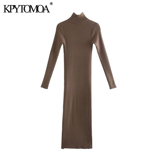 women chic fashion stretchy slim side slit midi knit dress vintage high neck long sleeve female dresses vestidos 210421, Black;gray
women chic fashion stretchy slim side slit midi knit dress vintage high neck long sleeve female dresses vestidos 210421, Black;gray