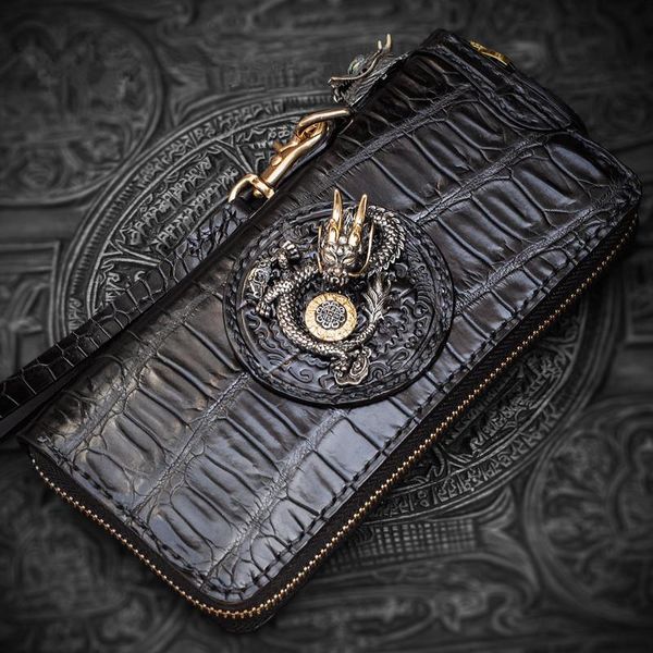 wallets handmade black crocodile skin chinese dragon purses men long clutch vegetable tanned leather wallet card holder, Red;black
wallets handmade black crocodile skin chinese dragon purses men long clutch vegetable tanned leather wallet card holder, Red;black