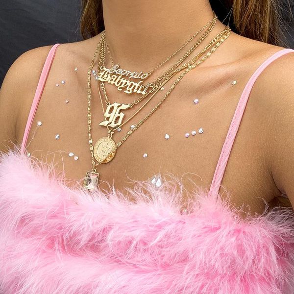chains 5 pcs/set women punk golden coins, letters rhinestone pendant multilayer clavicle chain beach necklaces jewelry gifts, Silver
chains 5 pcs/set women punk golden coins, letters rhinestone pendant multilayer clavicle chain beach necklaces jewelry gifts, Silver
