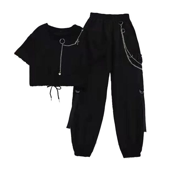 women's pants & capris plus size summer chain cargo women streetwear 2 piece suit loose pants+t shirt two-piece, Black;white
women's pants & capris plus size summer chain cargo women streetwear 2 piece suit loose pants+t shirt two-piece, Black;white
