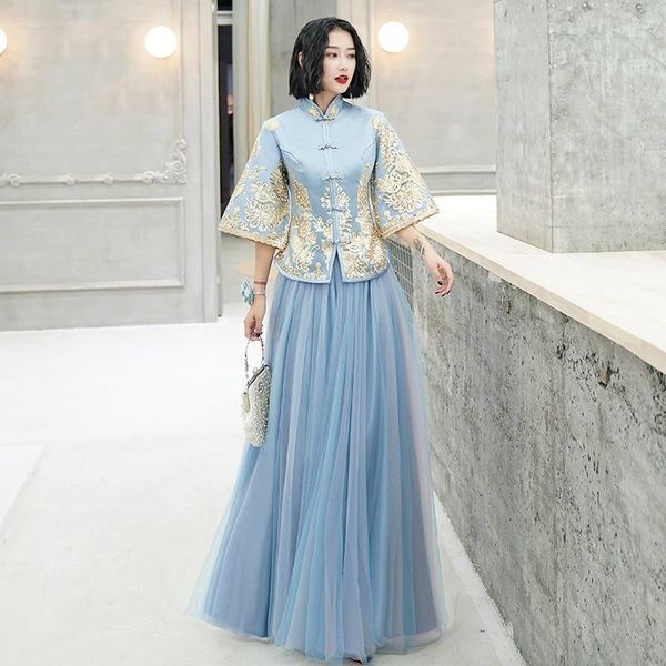 bridesmaid dress wedding party sister of the bride dresses embroidery gown fiesta vestido chinese style robe fete ts2097, White;pink
bridesmaid dress wedding party sister of the bride dresses embroidery gown fiesta vestido chinese style robe fete ts2097, White;pink
