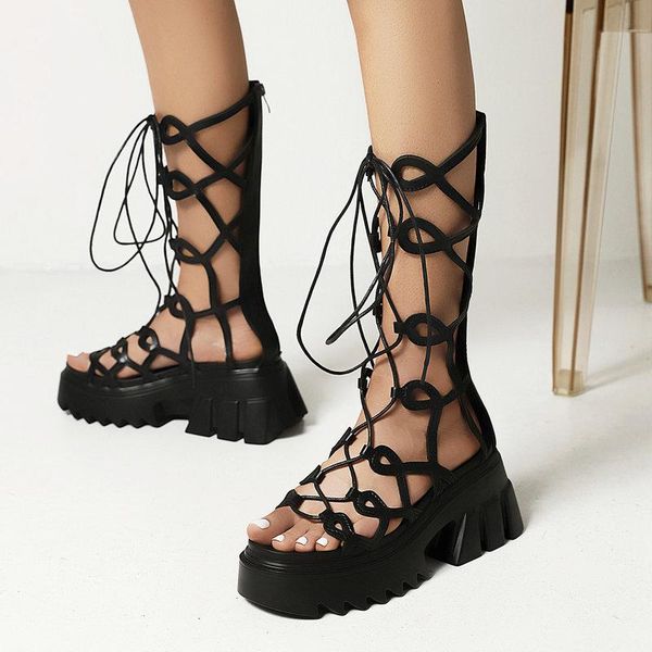 sandals women summer open toe square heel patent leather zipper gladiator ladies fashion cross tied platform shoes, Black
sandals women summer open toe square heel patent leather zipper gladiator ladies fashion cross tied platform shoes, Black