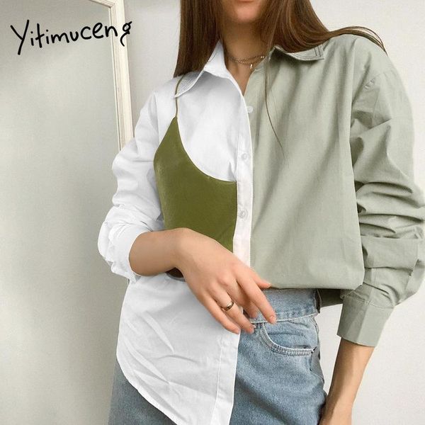 women's blouses & shirts yitimuceng button up women long sleeve blouse patchwork contrast color casual fashion office lady 2021 spring, White
women's blouses & shirts yitimuceng button up women long sleeve blouse patchwork contrast color casual fashion office lady 2021 spring, White