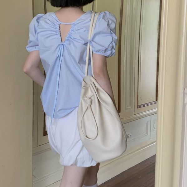 women's blouses & shirts coigarsam casual solid blouse women puff sleeve o-neck hollow out blusas womens and blue white 13536
women's blouses & shirts coigarsam casual solid blouse women puff sleeve o-neck hollow out blusas womens and blue white 13536