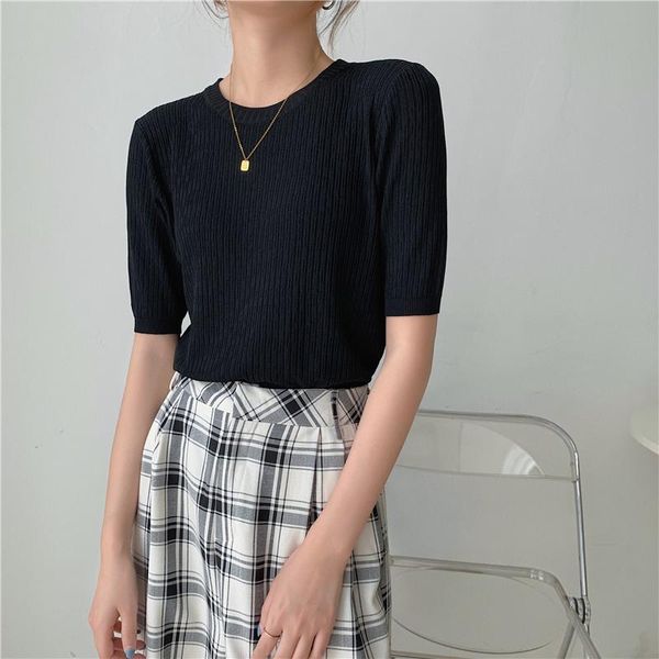 women's t-shirt alien kitty 2021 summer tees basic skinny brief stylish knitted solid o-neck office lady t-shirts women sheath chic, White
women's t-shirt alien kitty 2021 summer tees basic skinny brief stylish knitted solid o-neck office lady t-shirts women sheath chic, White