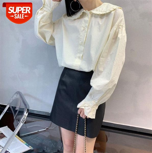 110127 female doll collar shirt korean style literary solid color loose long-sleeved #mz9s, Black;gray
110127 female doll collar shirt korean style literary solid color loose long-sleeved #mz9s, Black;gray