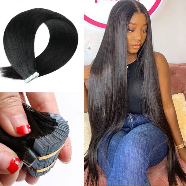 brazilian silky straight tape in human hair extensions natural color can be dyed 40pcs for salon, Black
brazilian silky straight tape in human hair extensions natural color can be dyed 40pcs for salon, Black
