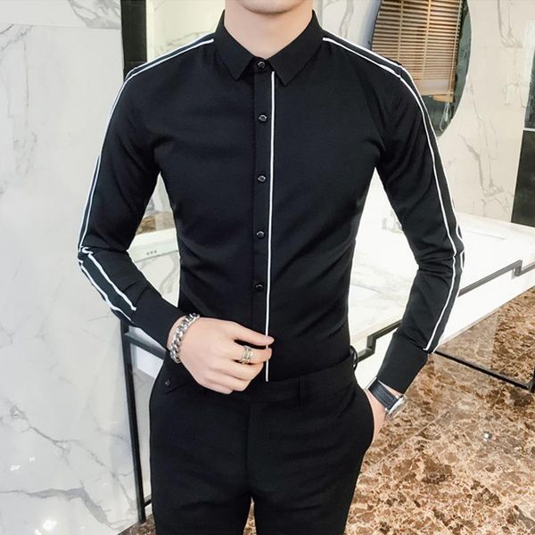 men's casual shirts spring mens striped shirt british style long sleeved men slim streetwear business korean camisa masculina, White;black
men's casual shirts spring mens striped shirt british style long sleeved men slim streetwear business korean camisa masculina, White;black