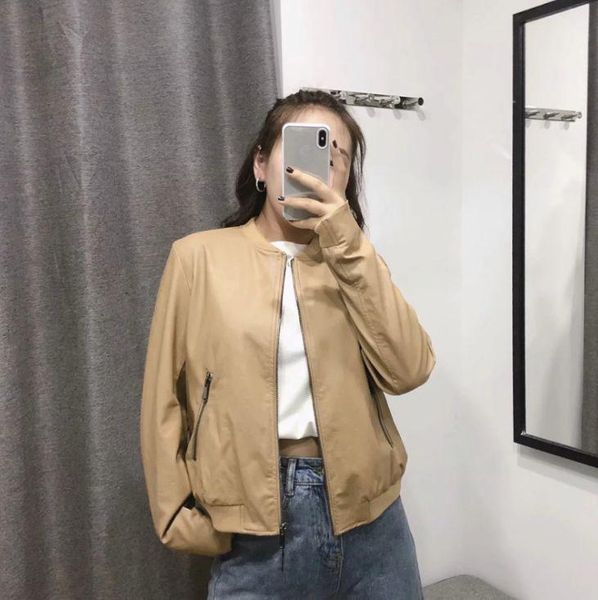 women's leather & faux hcbless autumn and winter imitation flight jacket, Black 
women's leather & faux hcbless autumn and winter imitation flight jacket, Black